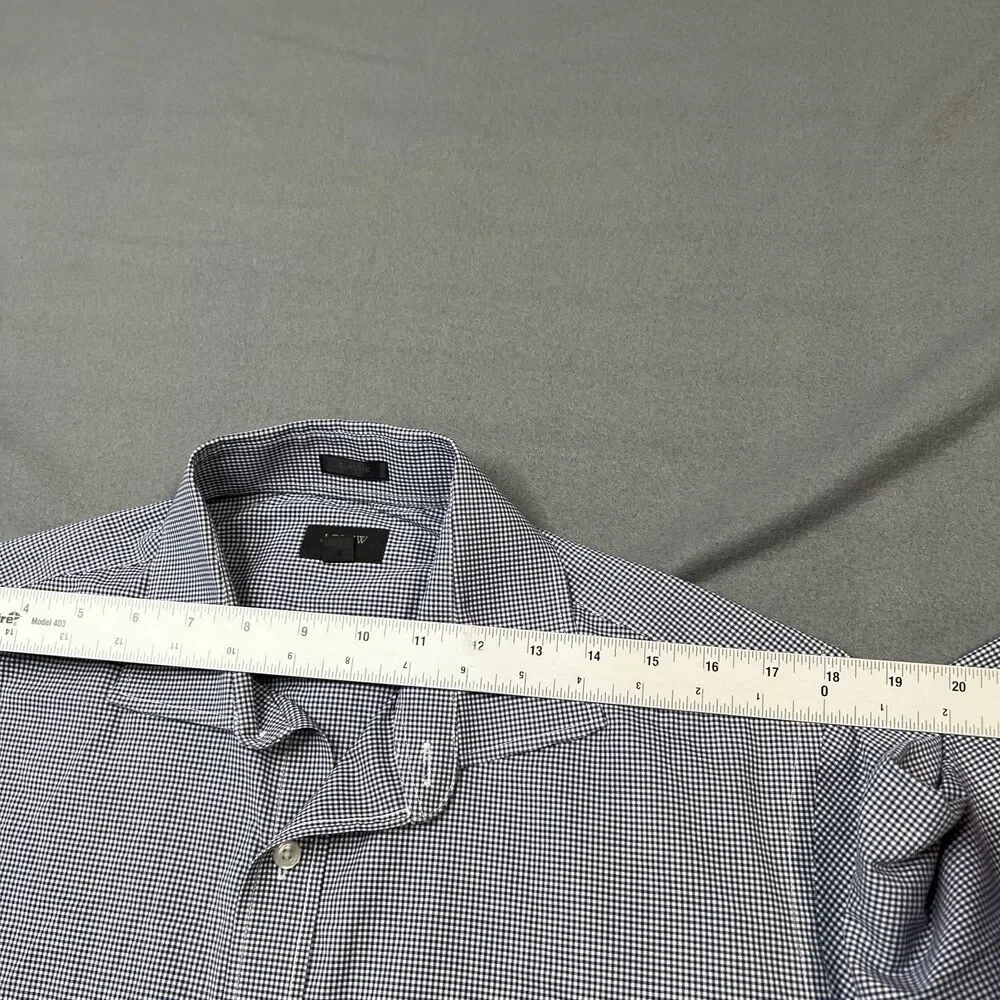 J.Crew Ludlow Dress Shirt Men Size 16 White Navy Gingham Check Classic Button-Up